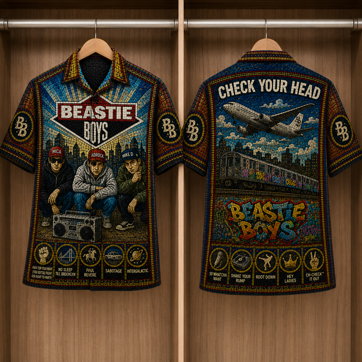 Beastie Boys Stained Glass Hawaiian Shirt - Unisex Button Up