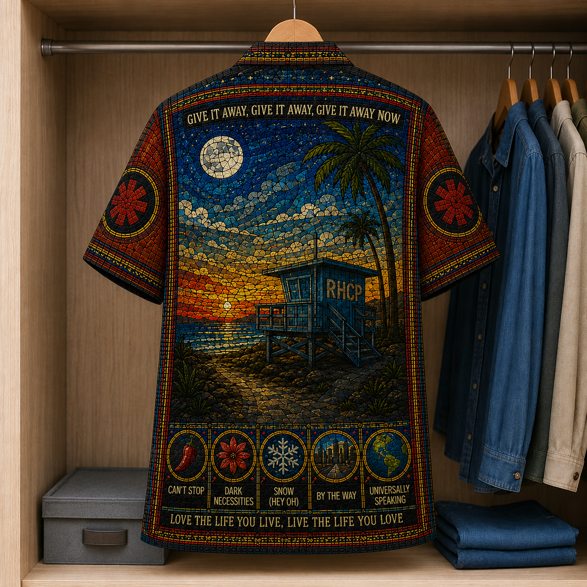 Red Hot Chili Peppers Stained Glass Hawaiian Shirt - Unisex Button Up
