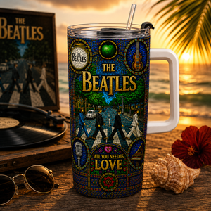 The Beatles Stained Glass Tumbler 20oz & 40oz Stainless Steel Travel Mug Inspired by Abbey Road