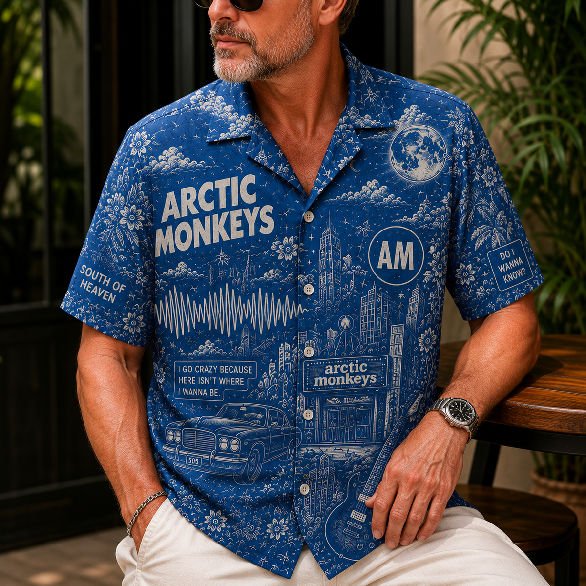 Arctic Monkeys Toile Hawaiian Shirt - Southern Rock Vintage All-Over Print Button-Up Shirt