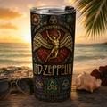 Led Zeppelin Stained Glass Tumbler 20oz & 40oz Stainless Steel Travel Mug Inspired by Classic Rock