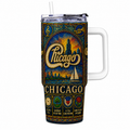 Chicago Stained Glass Tumbler 20oz & 40oz Stainless Steel Travel Mug for Chicago Band Fans