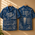 Jimmy Buffett Margaritaville Toile Hawaiian Shirt - Classic Rock Vintage All-Over Print Button-Up Shirt