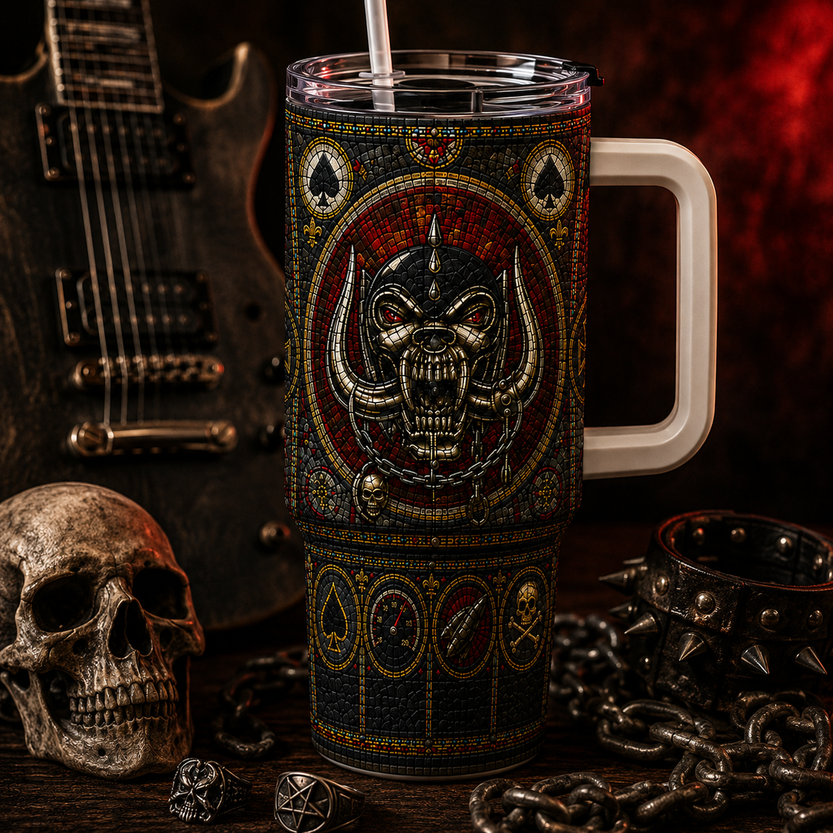 Motörhead Stained Glass Tumbler 20oz & 40oz Stainless Steel Travel Mug for Motörhead Heavy Metal Fans