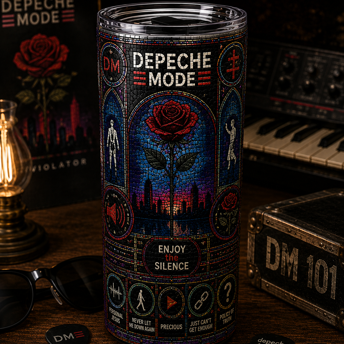 Depeche Mode Stained Glass Tumbler 20oz & 40oz Stainless Steel Travel Mug for Depeche Mode Fans