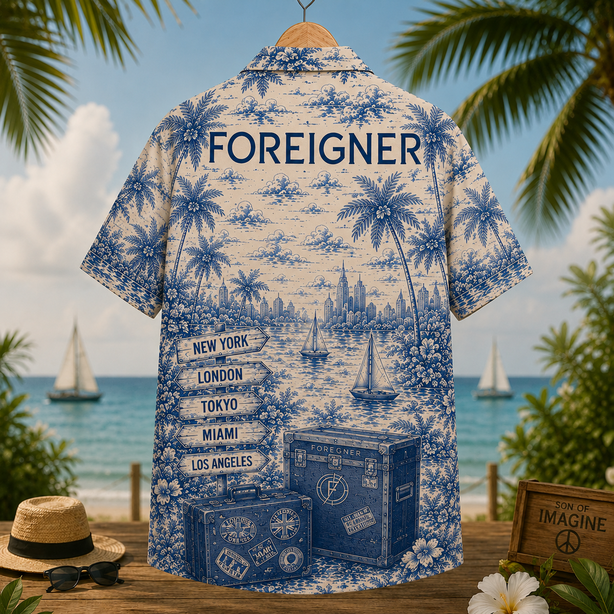 Foreigner Hawaiian Shirt – Vintage Tropical Rock Button-Up Featuring I Want to Know What Love Is, Cold as Ice & Juke Box Hero