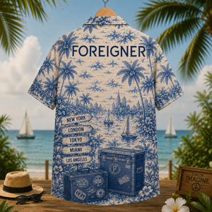 Foreigner Hawaiian Shirt – Vintage Tropical Rock Button-Up Featuring I Want to Know What Love Is, Cold as Ice & Juke Box Hero
