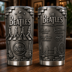 The Beatles 3D Printed Stainless Steel Tumbler Abbey Road Travel Mug Double Wall Vacuum Insulated Cup