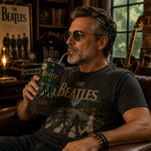 The Beatles Stained Glass Tumbler 20oz & 40oz Stainless Steel Travel Mug Inspired by Abbey Road