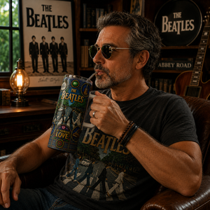 The Beatles Stained Glass Tumbler 20oz & 40oz Stainless Steel Travel Mug Inspired by Abbey Road