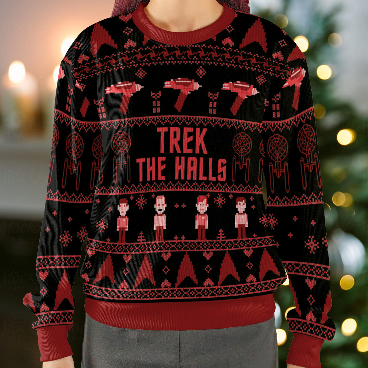 Trek The Hall Star Trek Ugly Christmas Sweatshirt