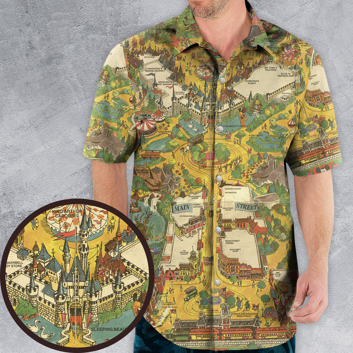 Disneyland Vintage Map- 80s 90s Hawaiian Shirt