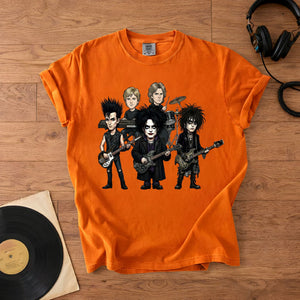 The Cure Inspired Caricature Comfort Tee, Gothic Rock Band Shirt, Dark Aesthetic T-Shirt, 80s Alternative Music Gift