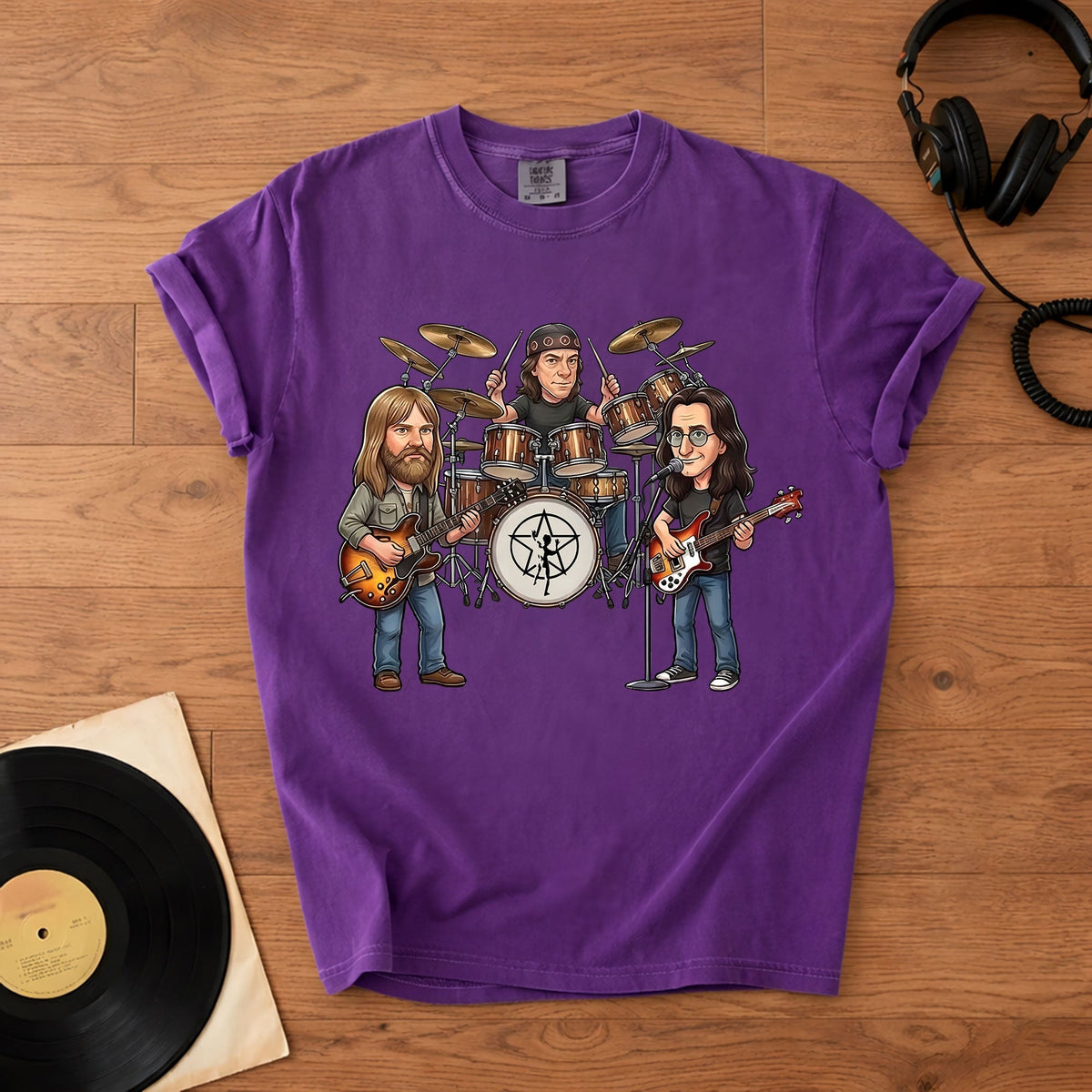 Rush Inspired Caricature Comfort Tee Vintage Progressive Rock Band Shirt, Funny Music Fan Gift, Classic Rock T-Shirt