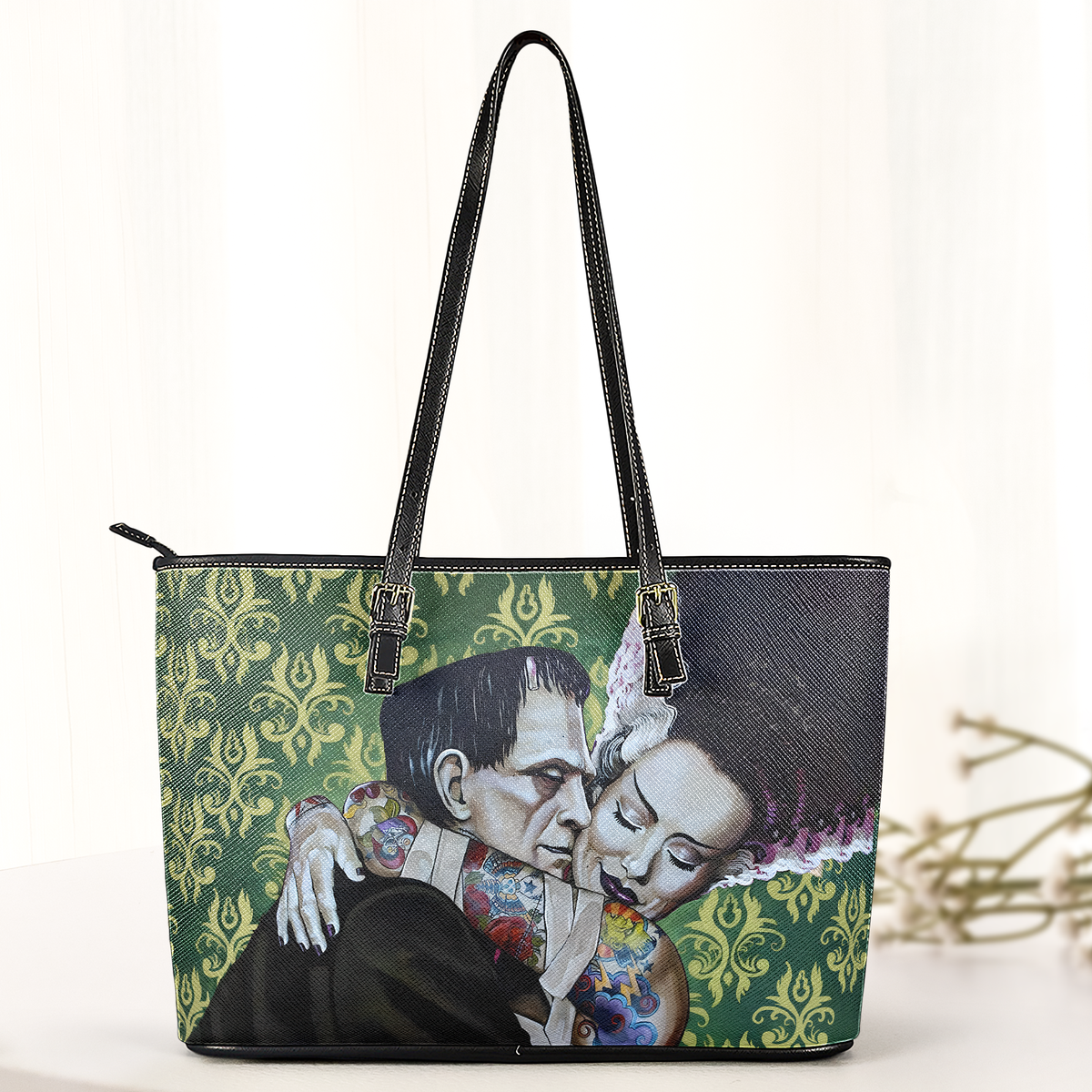 Gothic Romance Leather Handbag Frankenstein & Bride