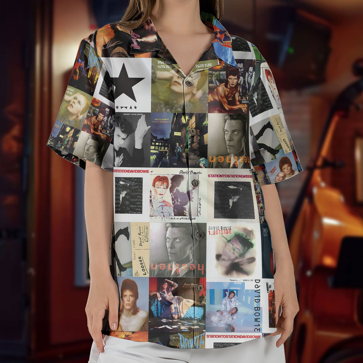 David Bowie Album Collage Hawaiian Shirt – Bowie Retro Album Art Inspired Shirt