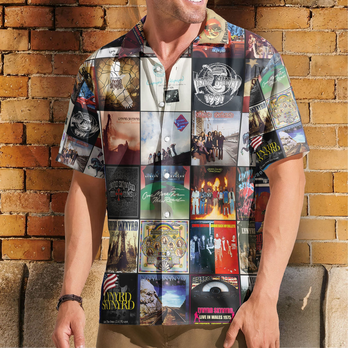 Lynyrd Skynyrd Nostalgia Collage Hawaiian Shirt – Southern Rock Memories Gift