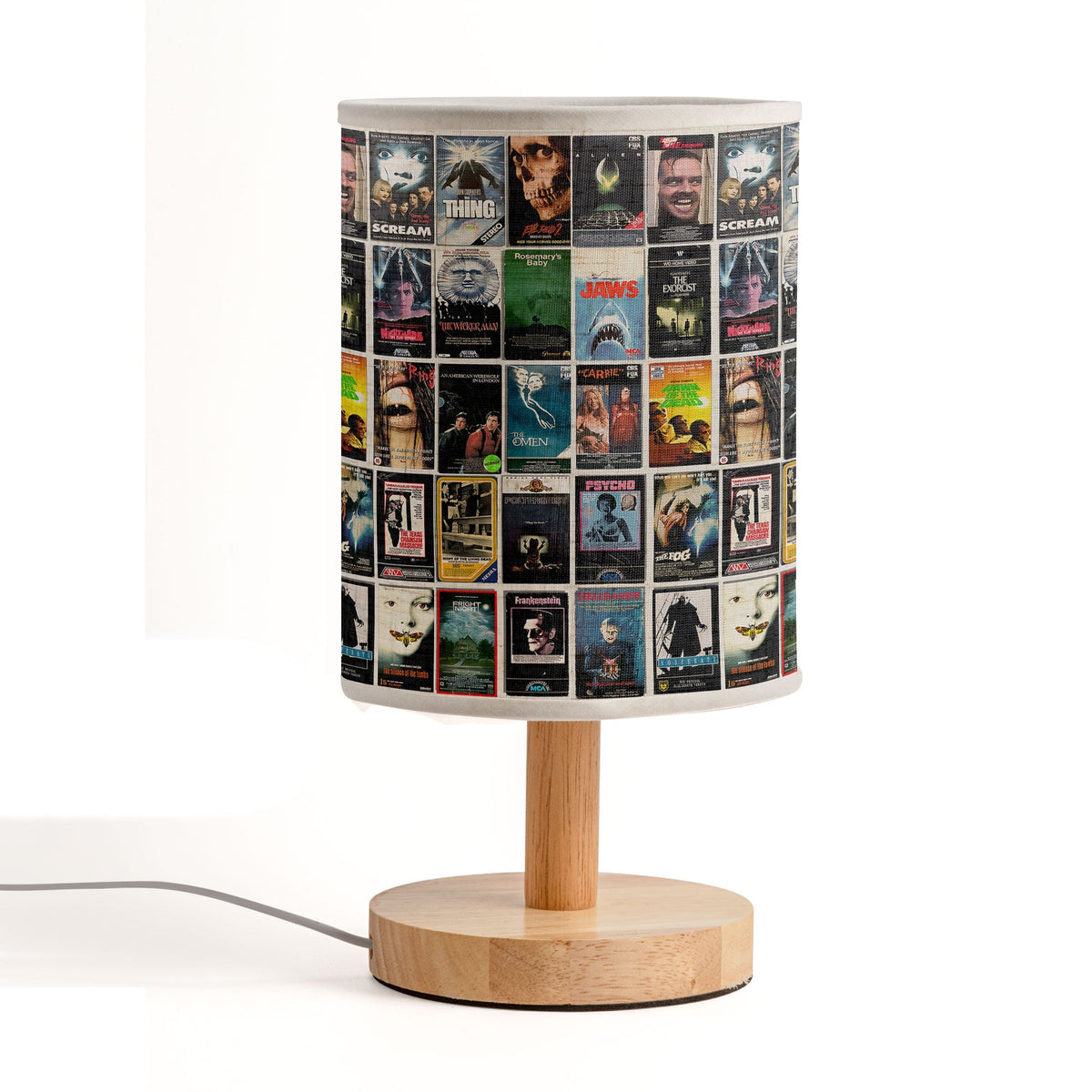 Vintage Horror Movie Poster Fabric Lamp Retro Spooky Decor Light