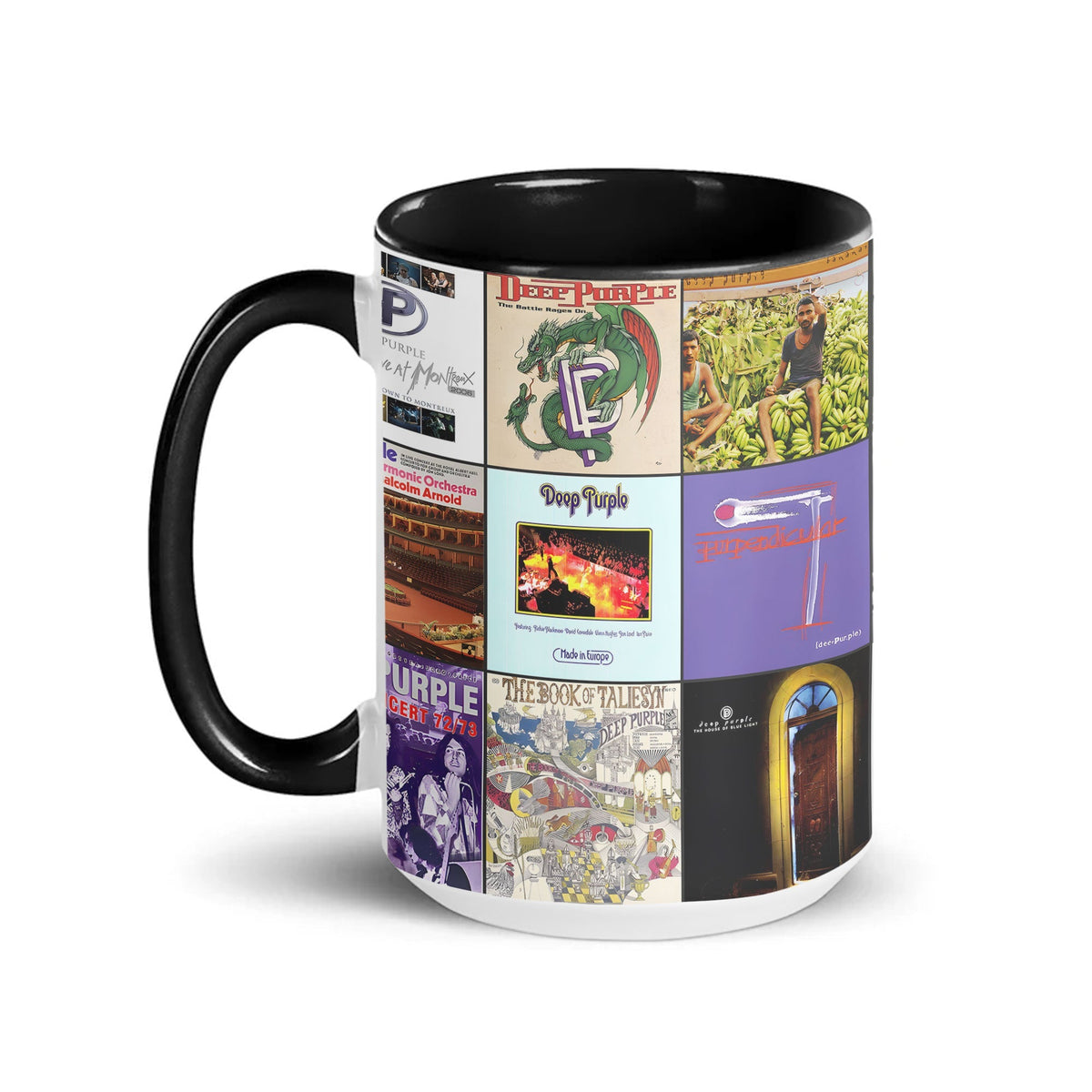 Deep Purple Accent Mug Classic Album Cover Collage Gift for Rock Music Fans