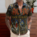 AC/DC Gothic Stained Glass Hawaiian Shirt - Unisex Hard Rock Back In Black Button Up