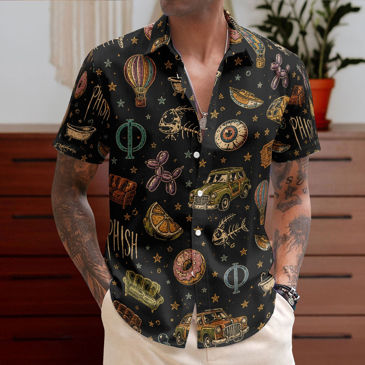 Phish Cosmic Donut Jam Band Graphic All-Over Print Hawaiian Shirt – Retro Music Album Art Inspired Unisex Shirt