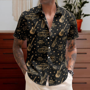 Bruce Springsteen Born to Run All-Over Print Hawaiian Shirt – Retro Music Album Art Inspired Shirt