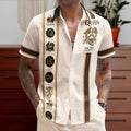 Queen Hawaiian Shirt - Unisex Mexican Style Royal Crest Vertical Stripe Button Up