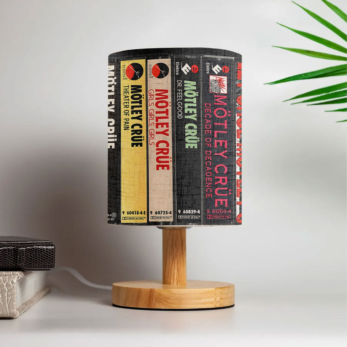 Retro Rock Music Album Spine Table Fabric Lamp Vintage Cassette Style Desk Light