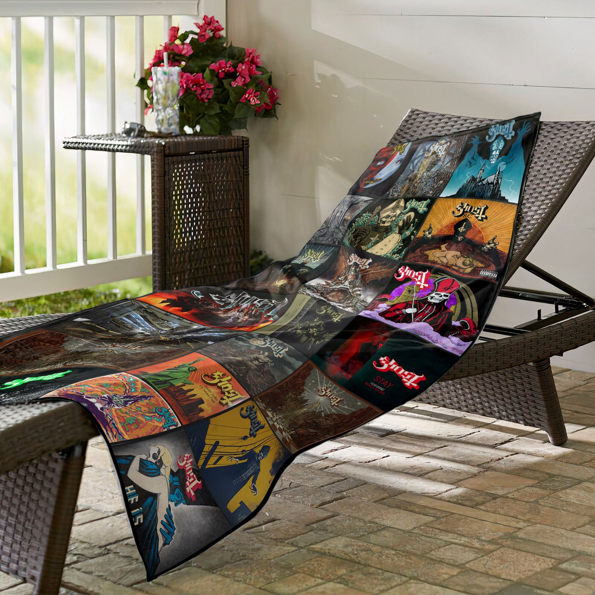 Ghost Beach Towel Album Cover Collage Classic Rock Towel