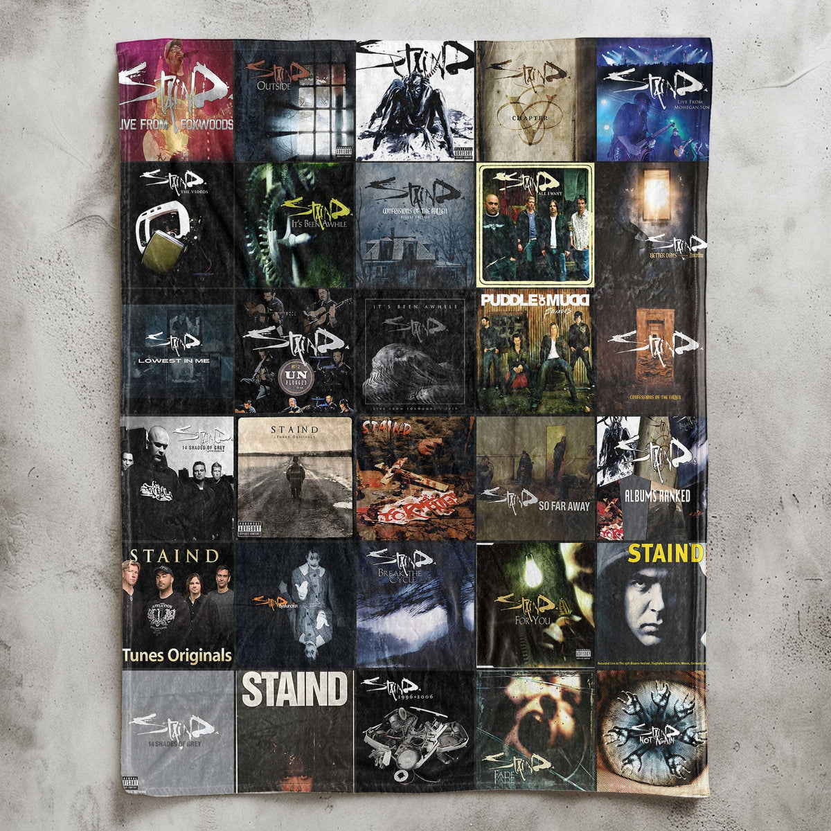 Staind Sherpa Blanket Iconic Album Cover Collage for Rock Fans