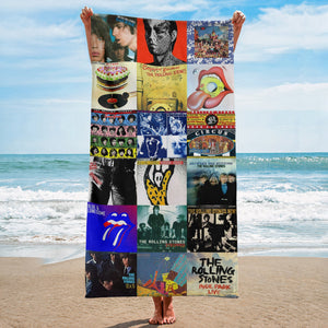 The Rolling Stone Beach Towel Album Cover Collage Classic Rock Towel