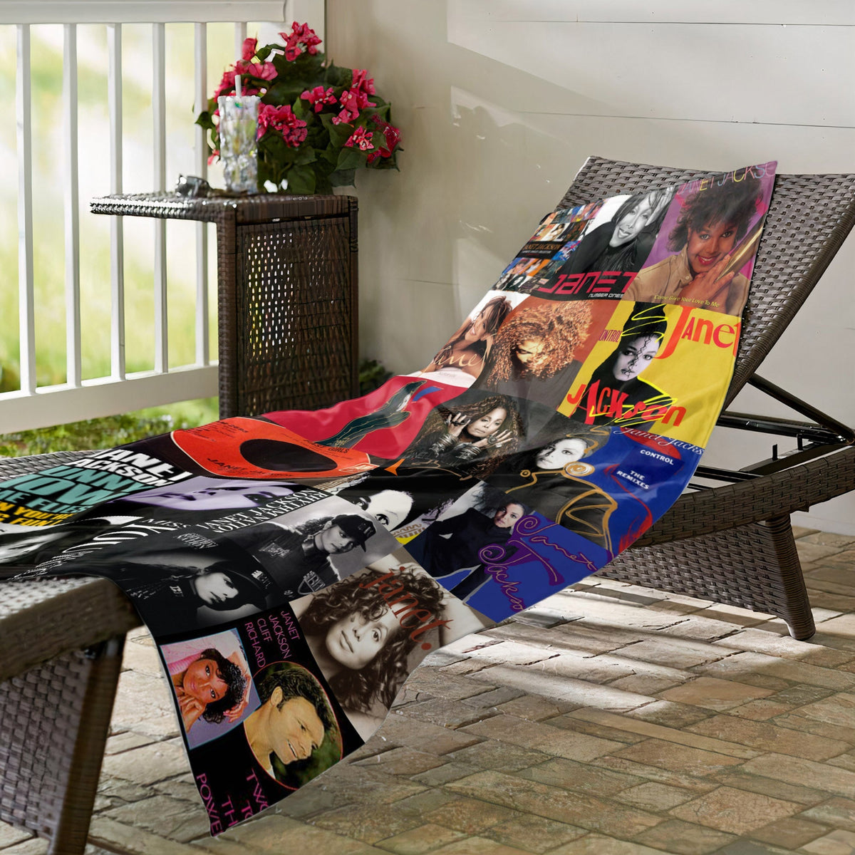 Janet Jackson Beach Towel Album Cover Collage Pop and R&B Towel