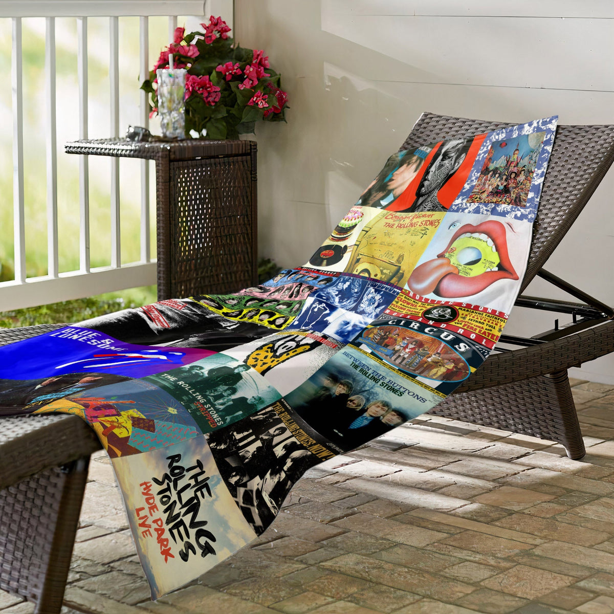 The Rolling Stones Beach Towel Album Cover Collage Classic Rock Towel