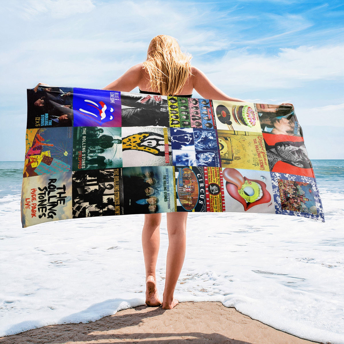 The Rolling Stone Beach Towel Album Cover Collage Classic Rock Towel