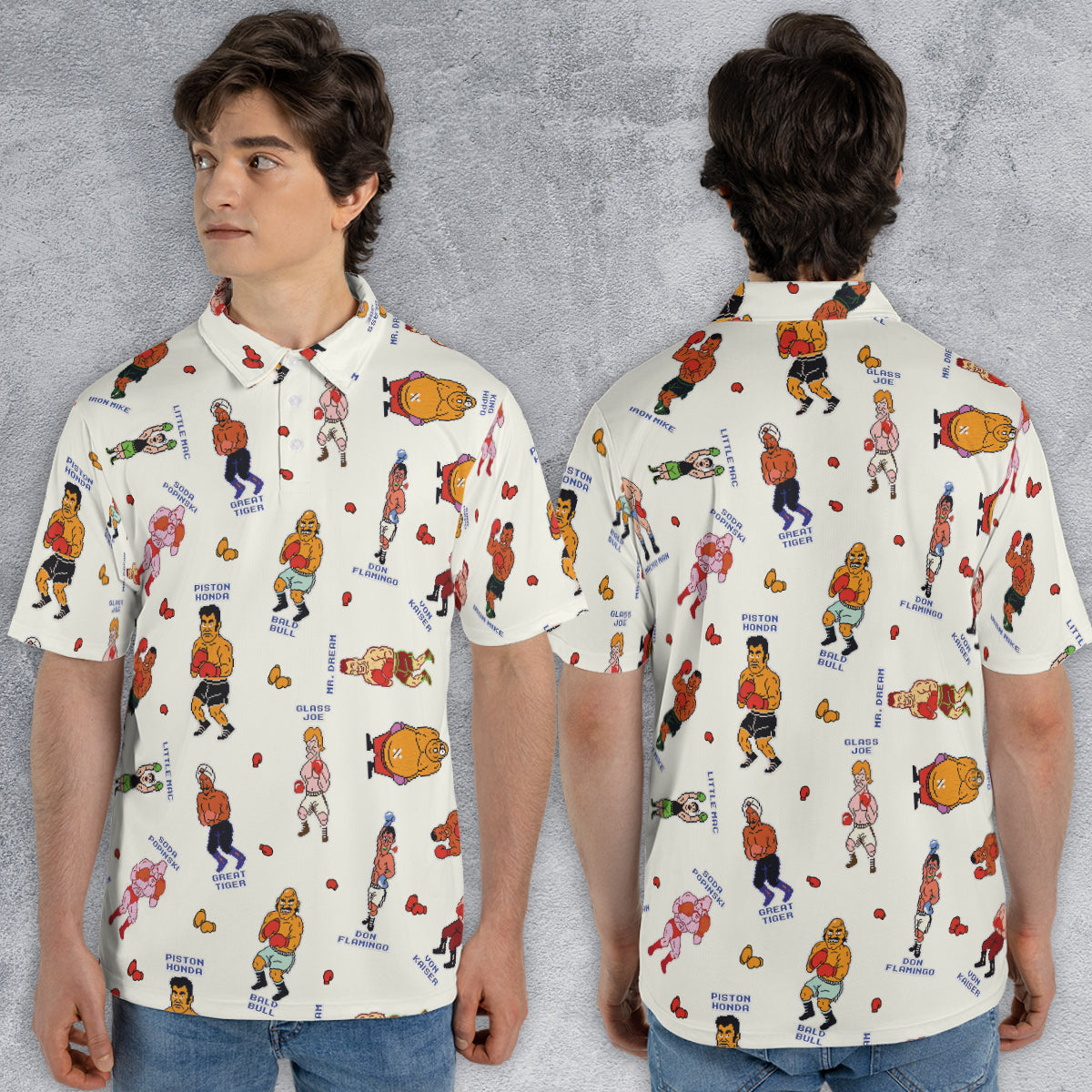 Retro Game Punch Out AOP Men/Women Polo Shirt
