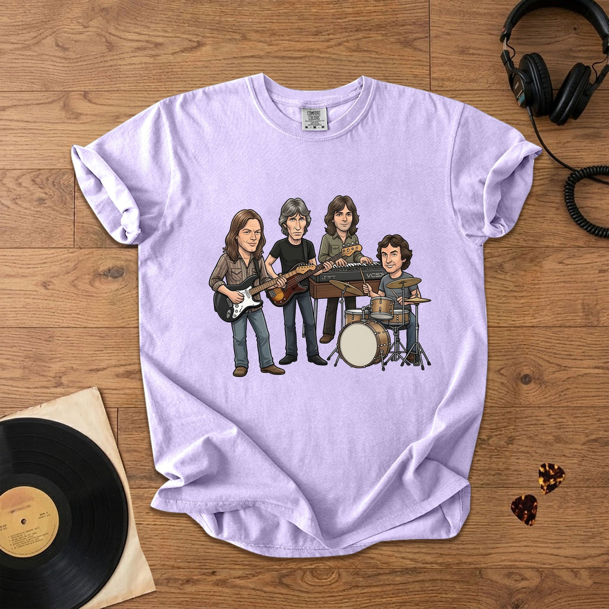 Pink Floyd Inspired Cartoon Band Comfort Tee Classic Rock Graphic T-Shirt