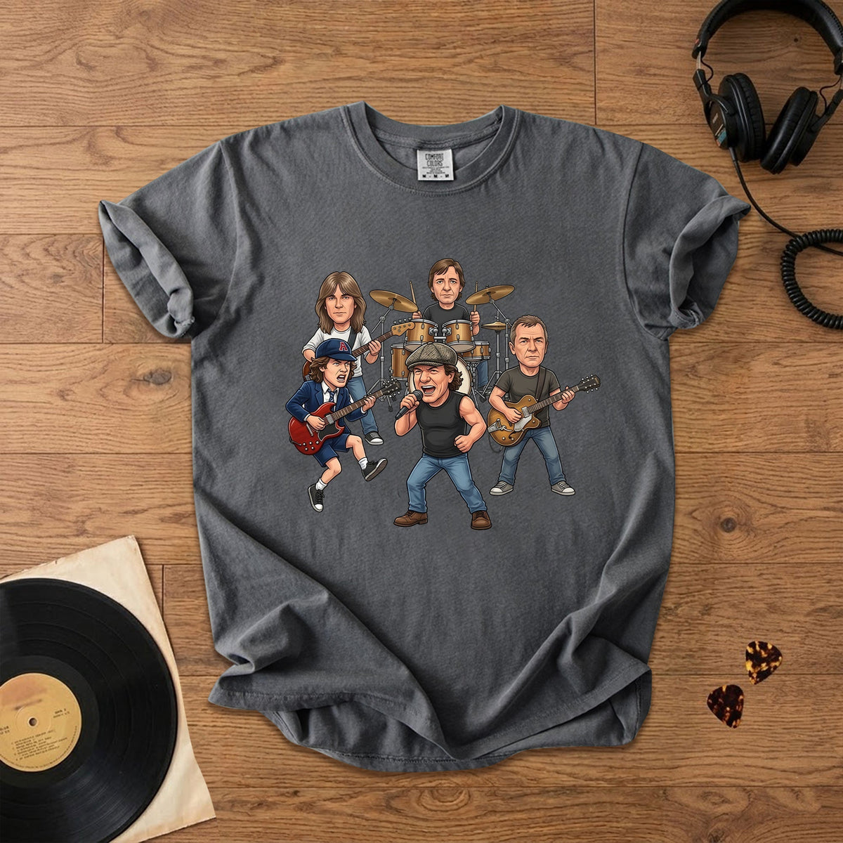 AC/DC Caricature Band T-Shirt Classic Rock Legends Graphic Tee