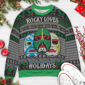 Rocky Loves Holidays Ugly Christmas Sweatshirt