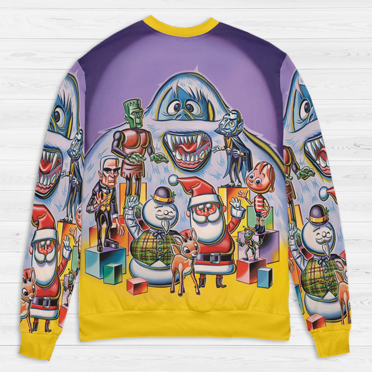 60s 70s Stop Motion Characters All-over Print Sweatshirt