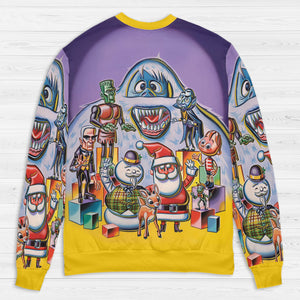 60s 70s Stop Motion Characters All-over Print Sweatshirt