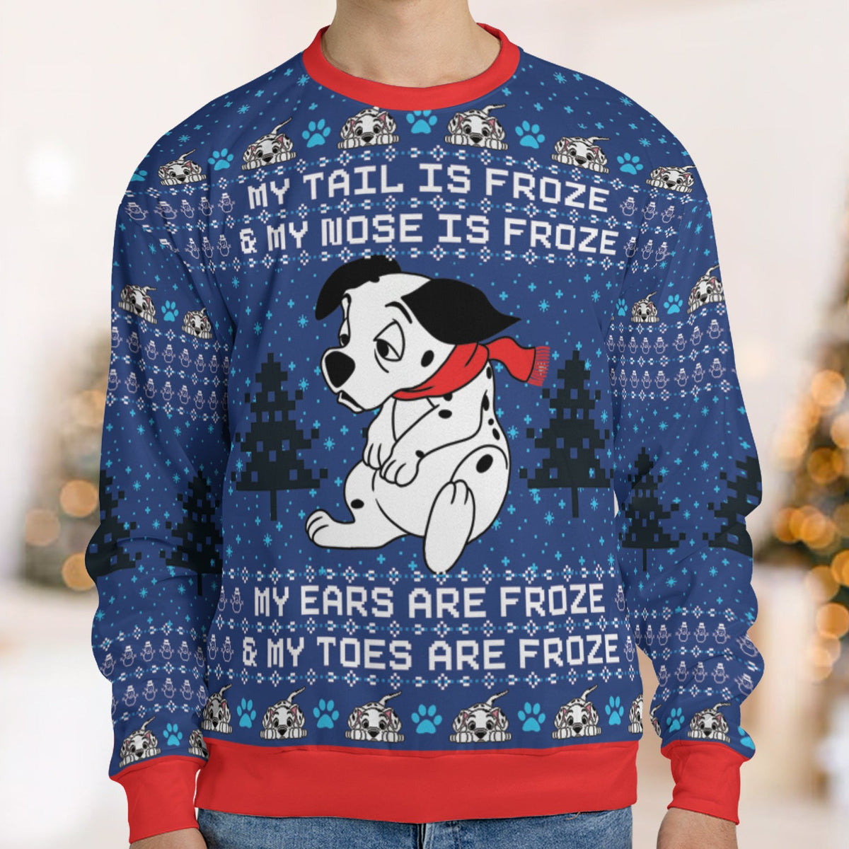 Tail Nose Ears Toes Freeze 101 Dalmatians Ugly Christmas Sweatshirt