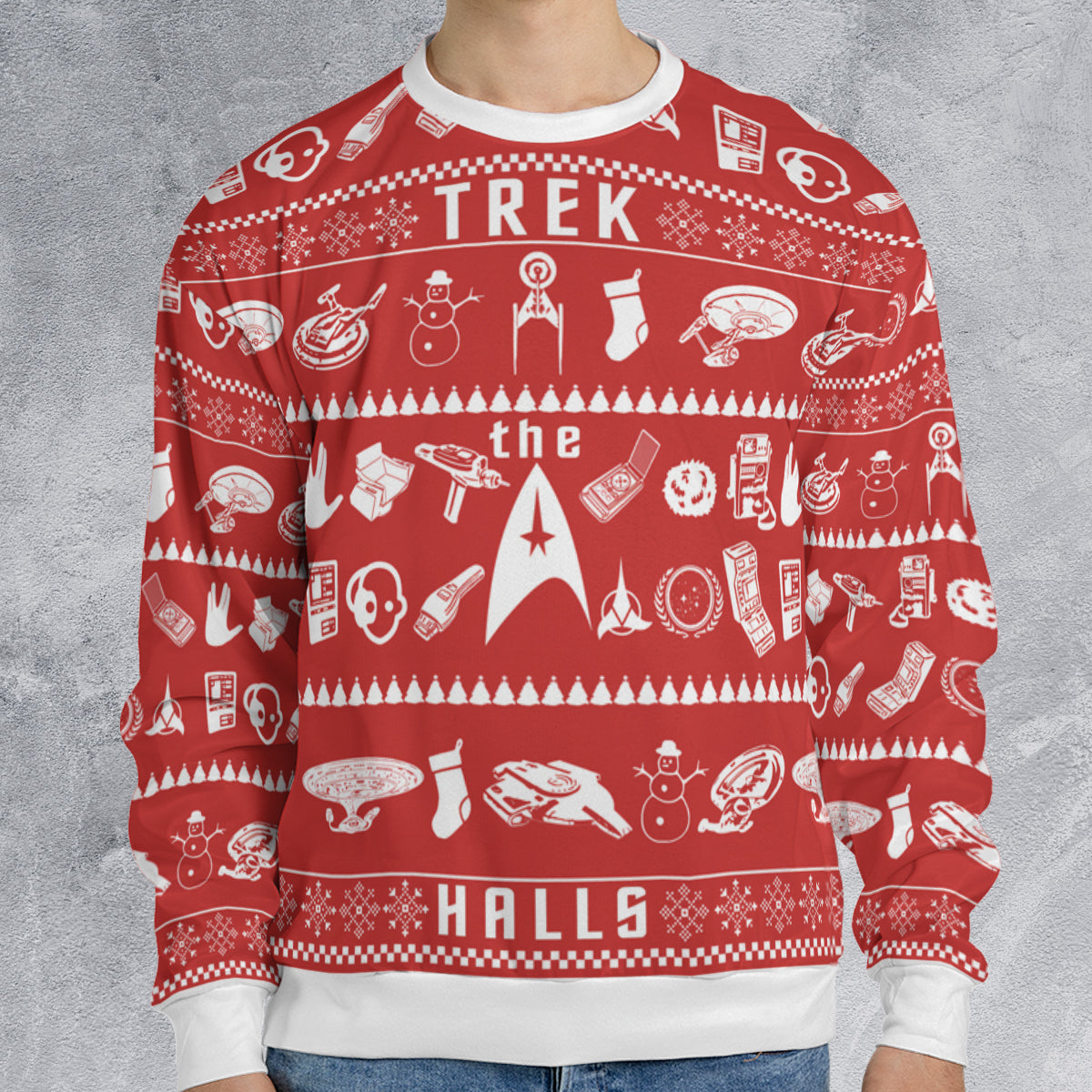 Trek The Halls Star Trek Ugly Christmas Sweatshirt