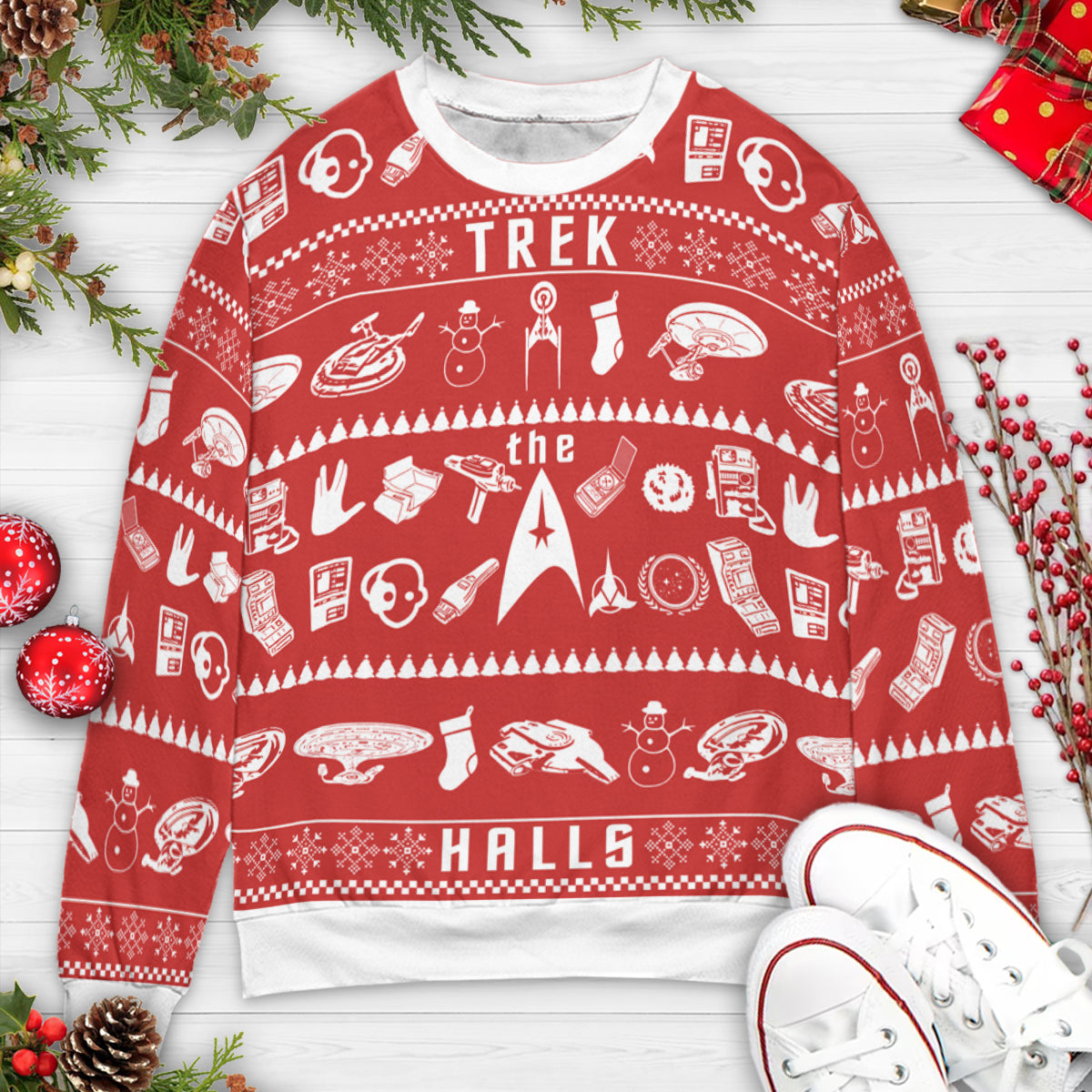 Trek The Halls Star Trek Ugly Christmas Sweatshirt