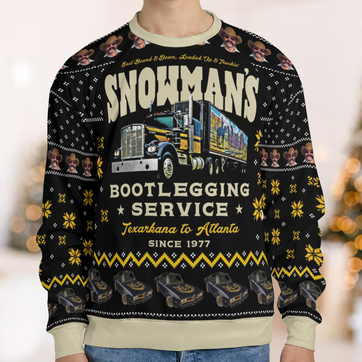 Snowman Smokey and the Bandit Ugly Christmas Sweatshirt
