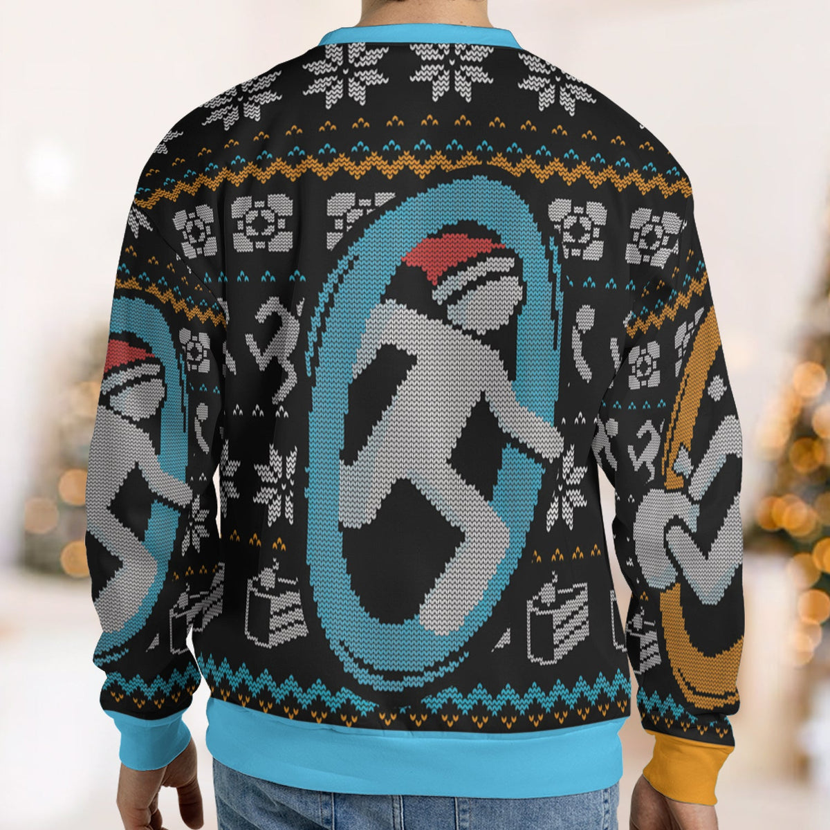 Portal guy Orange and Blue Ugly Christmas Sweatshirt