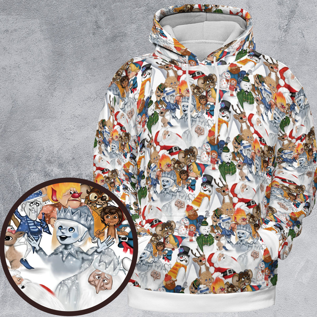 Winterfest Rankin' Bass StopMotion Characters  All-over Print Hoodie