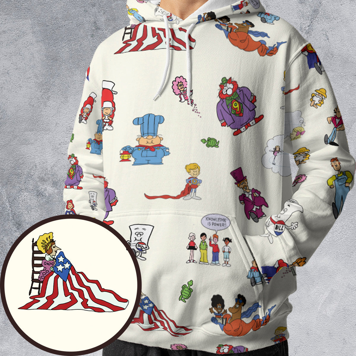 Schoolhouse Rock Characters All-over Print Hoodie