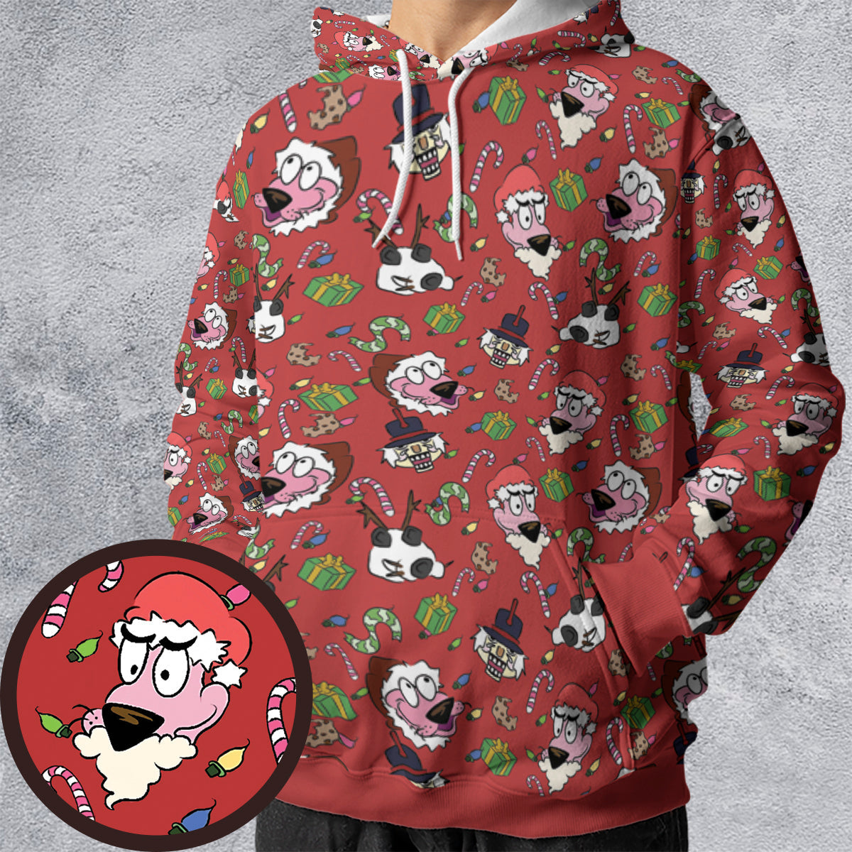 Courageous Christmas Courage the Cowardly Dog All-over Print Hoodie