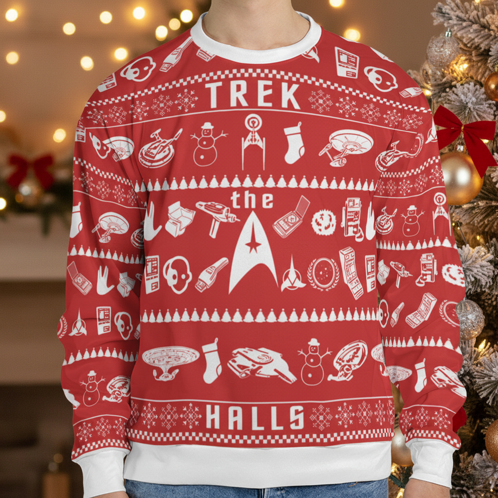 Trek The Halls Star Trek Ugly Christmas Sweatshirt