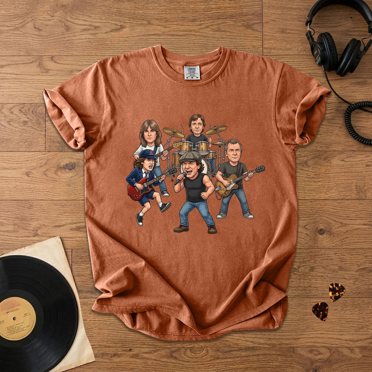 AC/DC Caricature Band T-Shirt Classic Rock Legends Graphic Tee
